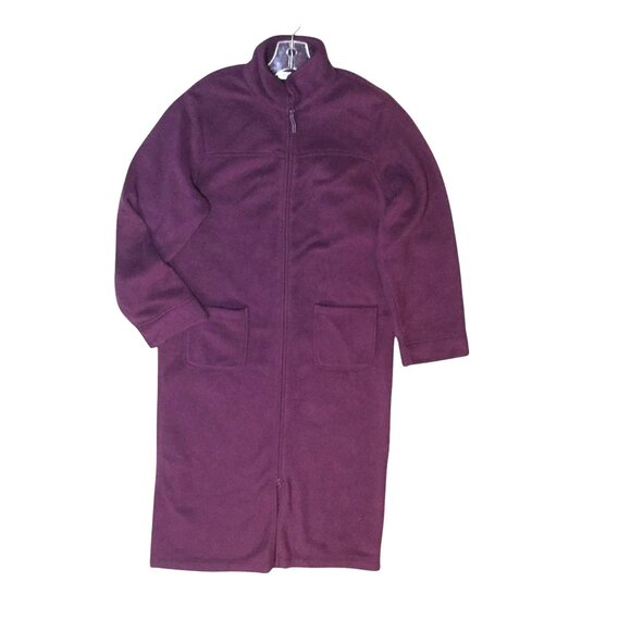 LL Bean Fleece House Coat Robe Full Length Zip Womens S Purple Comfort Cozy - Picture 1 of 8